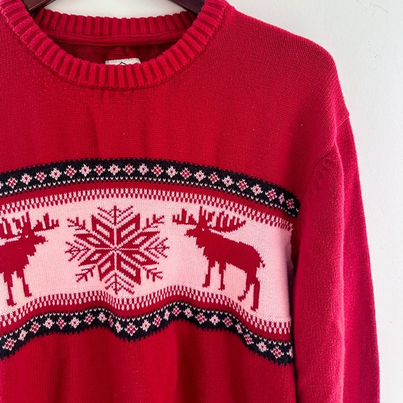 Unisex St. Johns Bay Holiday Sweater Size XL Christmas Winter Moose Snowflake - Picture 3 of 5